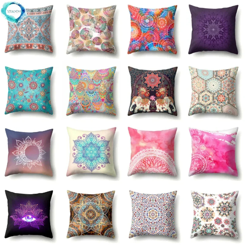 Abstract Geometric Bohemian Pillowcase in Colorful Exotic Style by Axyaa