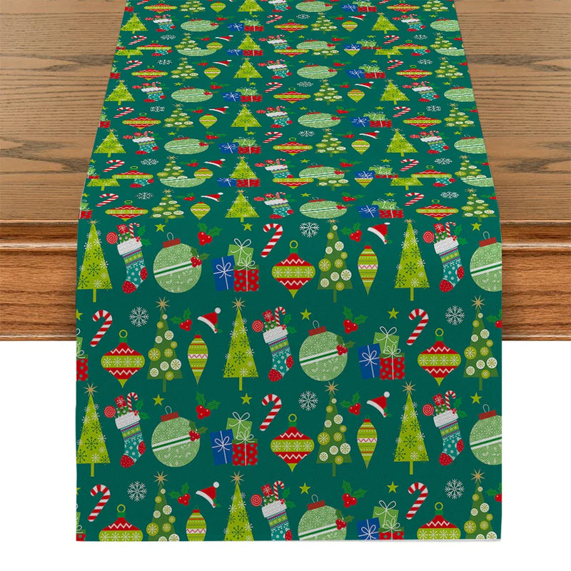 Axyaa Christmas Santa Table Runner for Home Dining Decor