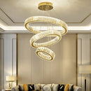 Axyaa Dimmable Crystal Chandelier: Modern LED Pendant Light for Stairs, Luminaria Fixtures