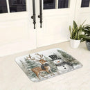 Axyaa Snowman & Fawn Printed Non-Slip Floor Mat for Home Décor