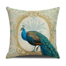 Axyaa Peacock Print Linen Cotton Pillow Cover for Home Decor & Sofa Accent