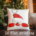 Axyaa Santa & Reindeer Christmas Cushions for Sofa, Bedroom, Car - Rectangular Pillow Cover