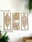 Axyaa Wood Palm Leaf Wall Sculpture - Boho Tropical Plant Decor