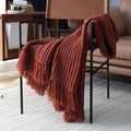 Axyaa Chunky Knit Throw Blanket, Cozy Fringed Design, Soft Weave, 47"x75" or 47"x102"