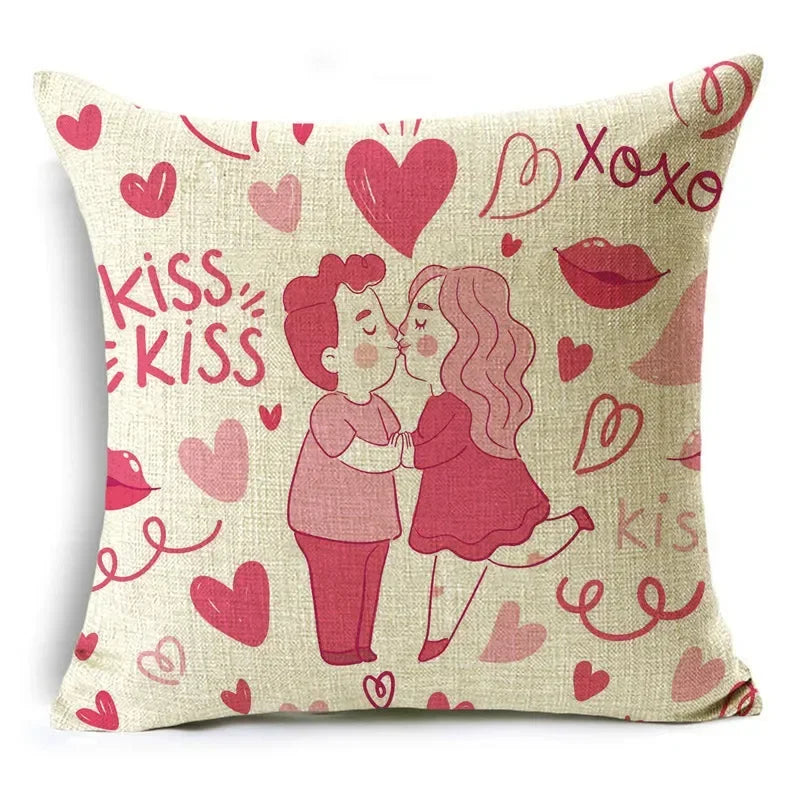Axyaa Pink Heart Pattern Cushion Cover - 40cm/45cm & 50cm Sizes