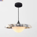 Axyaa White Glass LED Pendant Lights Kitchen Dining Hanging Stone Lamp