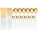 Axyaa 24-Piece Stainless Steel Cutlery Set - Black Western Dinnerware Silverware Set