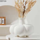 Axyaa Pumpkin Ceramic Vase: Minimalist Desk Decoration for Flowers with Artificial Floral Arrangement