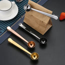 Axyaa Stainless Steel Coffee Scoop with Clip, Multifunctional Mixing Spoon & Sealing Tongs