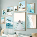 Axyaa Seascape Canvas Painting: Beach Coconut Tree Wall Art Print for Living Room