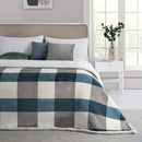 Axyaa Sherpa Fleece Reversible Blanket for Sofa Bed Couch - Large Plush Lattice Flannel