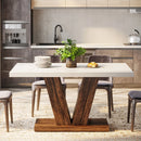 Axyaa 47-Inch White Dining Table for 4, Heavy Duty Farmhouse Kitchen Table