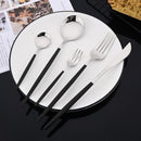 Axyaa Black Silver Cutlery Set for 5 - Stainless Steel Flatware Dinnerware