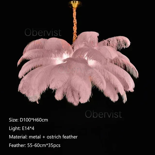 Axyaa Nordic Ostrich Feather Art Chandelier for Home Decoration