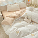 Axyaa Embroidered Waffle Cotton Queen Bedding Set with Sheets & Pillowcases