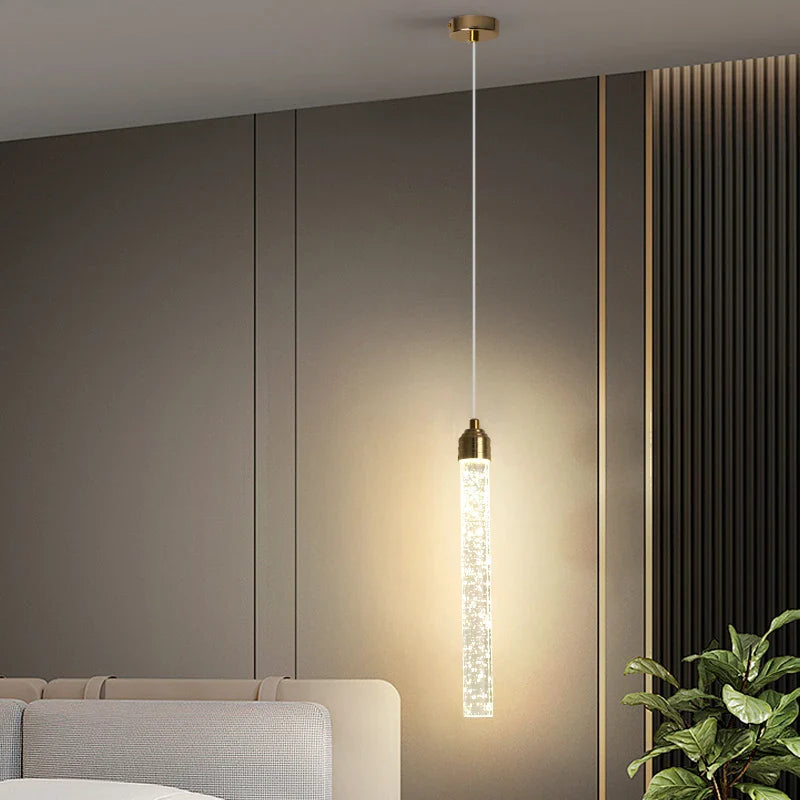 Axyaa Modern Crystal Gold Pendant Light for Home Living, Bedroom, Dining Room