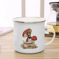 Axyaa Mushroom Enamel Coffee Mug with Handle - Creative Tea Water Cup Ideal for Travel