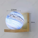 Axyaa Glass Planet Wall Lamp: Solid Wood Fixture for Bedroom and Living Room