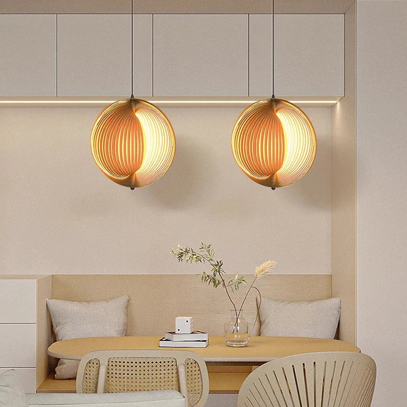 Axyaa Wood Hanging Lamps Wabi Sabi LED Pendant Lights for Home Decor & Lighting