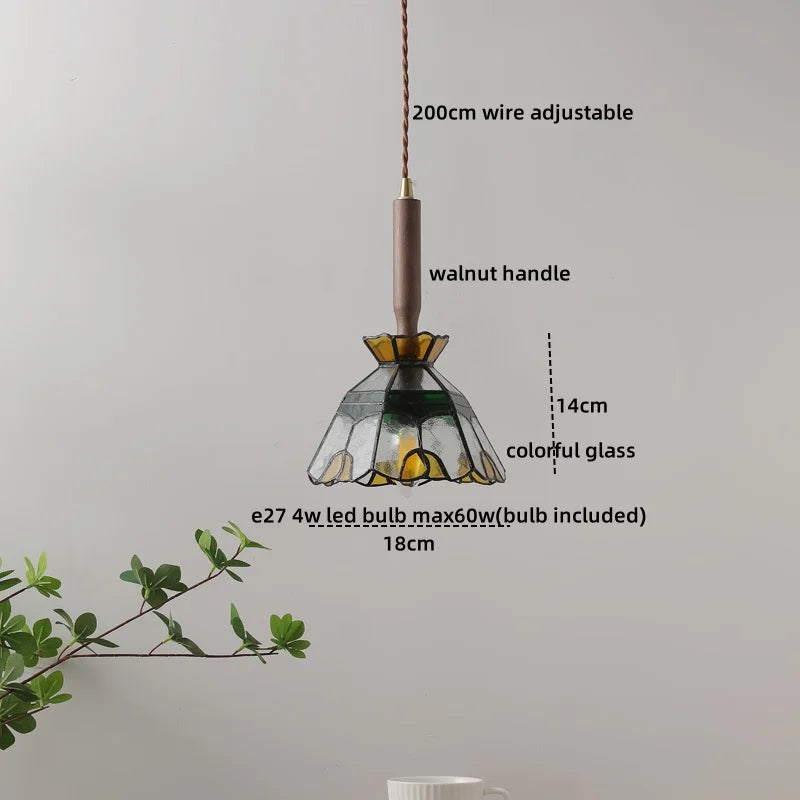 Axyaa Nordic LED Pendant Lights Glass Walnut Copper Hanging Lamp