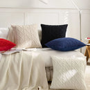 Axyaa Knitted Pillow Cover in Ivory White Red Blue Black Soft Diamond Plaid