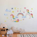 Axyaa Cartoon Unicorn Wall Stickers, Cute Flowers and Castle Decals for Kids Room