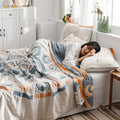 Axyaa Geometric Quilted Cotton Blanket 4-Layer Gauze Bedspread 150*200
