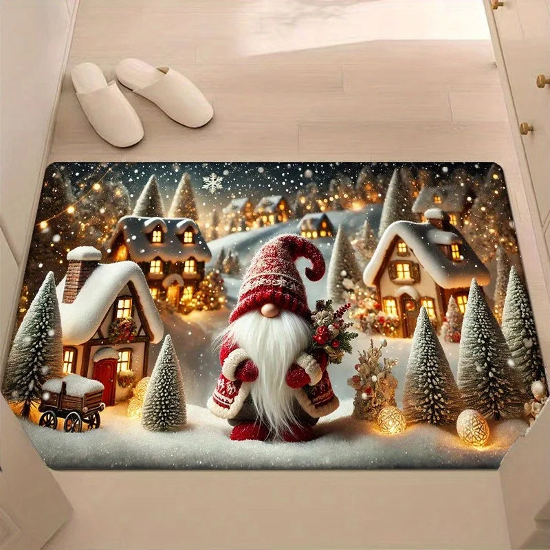 Axyaa Winter Dwarf Snow Non-Slip Floor Mat for Home Kitchen and Bathroom