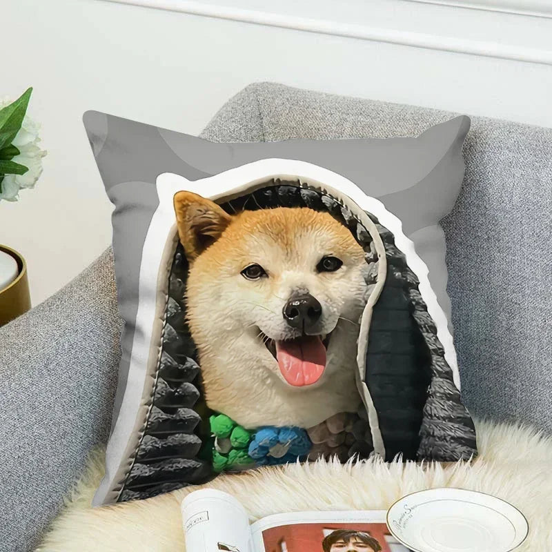 Axyaa Shiba Inu Pillow Cover for Decorative Home and Car Cushions