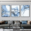 Marble Blue Gold Wall Art Canvas Painting Modern Posters Prints Axyaa