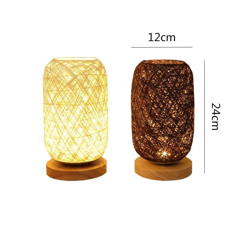 Axya Rattan Twine Ball Lights Table Lamp for Home Decor and Bedroom Night Light