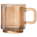 Axyaa Japanese Vertical Stripes Glass Cup with Bamboo Cover, Kawaii Milk Mug