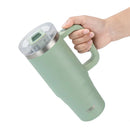 Axyaa Stainless Steel Thermal Coffee Mug with Handle and Straw - Large Capacity Insulated Cup