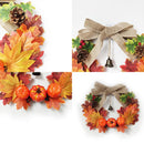 Axyaa Autumn Maple Leaf Wreath with Bell & Pumpkin Garland for Door Ornaments