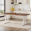 Axyaa Rustic Wood Dining Table, 70.8-Inch Rectangular Kitchen Table for 6, Metal Legs