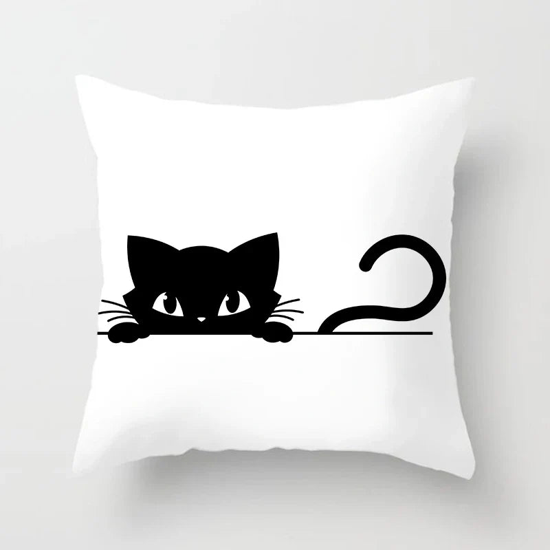 Skull Cat Black Pillowcase 45x45cm Home Decor for Sofa & Car - Axyaa