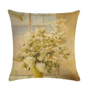 Axyaa Retro Flower Oil Painting Linen Pillowcase 45*45cm