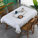 Axyaa Luxury Embroidered White Table Cloth for Elegant Dining Tables