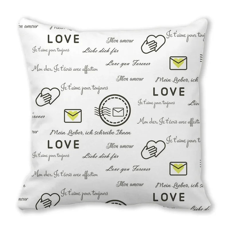 Heart Print Pillowcase for Home Decor by Axyaa - Love Cushion Cover