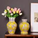 Yellow Qinghua Porcelain Vase: Chinese Style Flower Vase by Axyaa