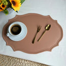 Axyaa Oval Faux Leather Placemats Set for Kitchen Outdoor Indoor Party Table Decor