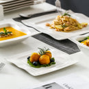 Axyaa 28-Piece White Porcelain Dinnerware Set Square Plates Bowls Salt Pepper Pot