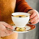 Axyaa Ceramic Coffee Cup & Saucer Set Gold Border European Afternoon Tea Latte Art Mug