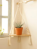 Axyaa Boho Hand-Woven Corner Storage Rack: Stylish Floating Shelf & Display Stand