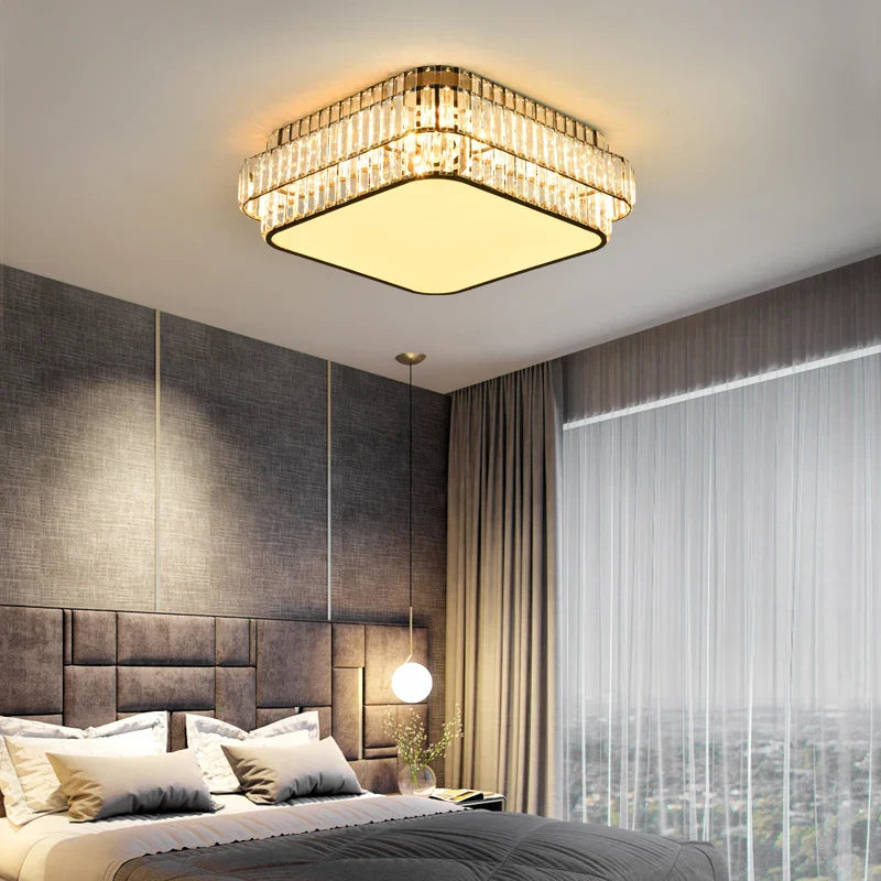 Axyaa Crystal LED Ceiling Lamp for Modern Minimalist Home Lighting