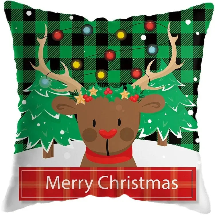 Cute Santa Claus Snowman Print Pillowcase for Axyaa Christmas Party Decor