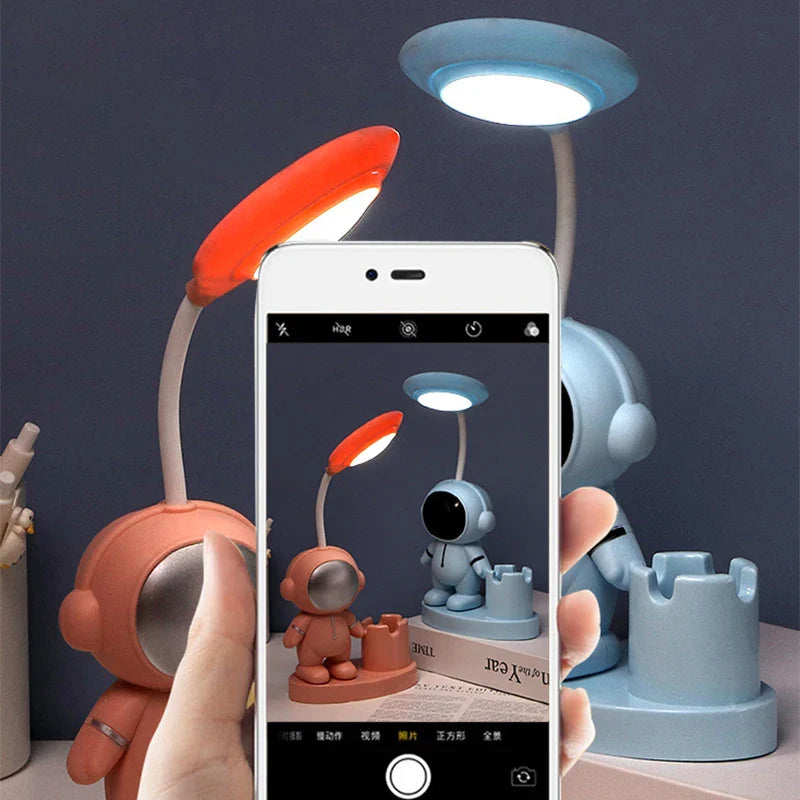 Axya Cute Astronaut Desk Lamp: Flexible LED, Color Adjust, Pencil Sharpener