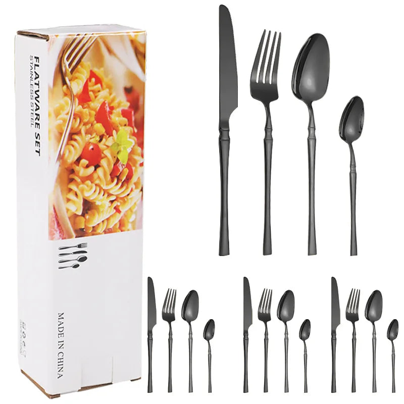Axyaa 16-Piece Stainless Steel Tableware Set for Restaurants, Hotels, and Homes