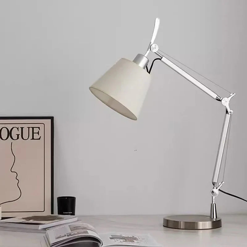 Silver Metal Axyaa Table Lamp: Elegant E27 Bulb Desk Light for Bedroom, Foyer, Study