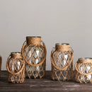 Axyaa Handwoven Hemp Rope Glass Vase - American Decorative Hydroponic Ornament